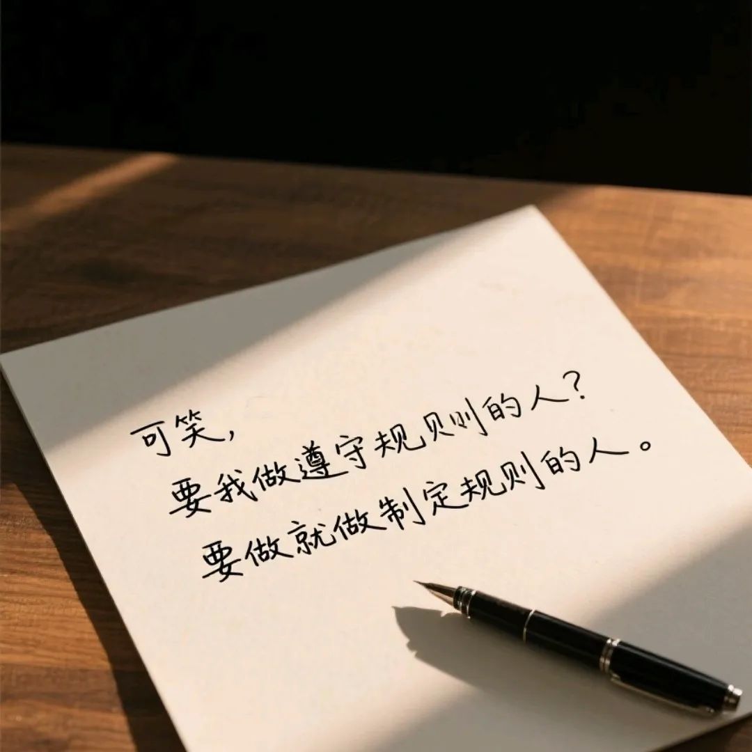 不赶什么浪潮，也不搭什么船，我自己有海。
没人能让我输，除非我不想